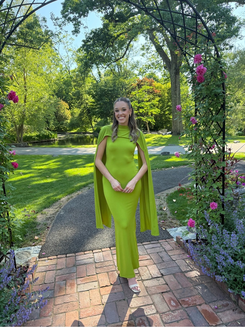 ASOS Lime Green Cape-Sleeve Maxi Dress